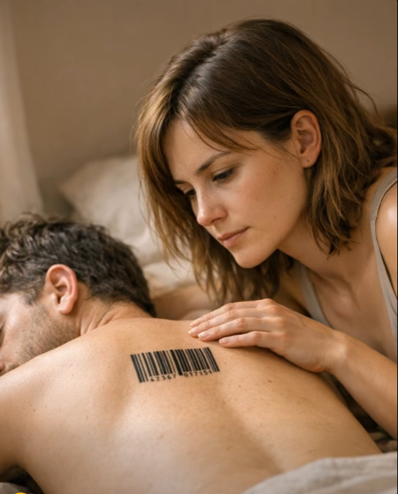 Dok je moj muž spavao, primijetila sam čudnu tetovažu barkoda na leđima: Skenirala sam kod i skoro se onesvijestila 😲😲 - featured image