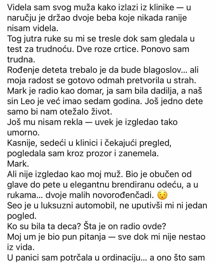 Videla sam muškarca sličnog mom mužu kako izlazi iz klinike sa dvoje beba koje nikada ranije nisam videla… - featured image