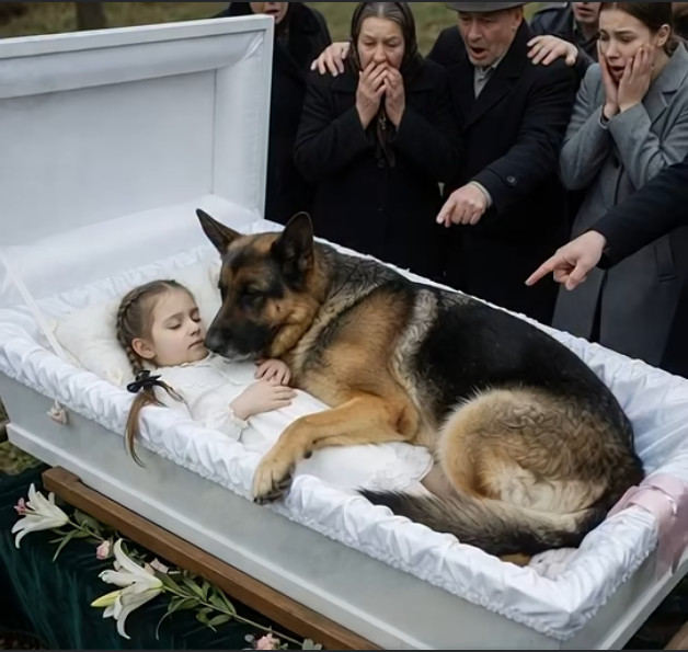 Njemačka ovčarka nije dopuštala nikome da priđe kovčegu male djevojčice. Ali čim su ljudi vidjeli šta je skrivala, ostali su zapanjeni od užasa… 😲😲😲 - featured image