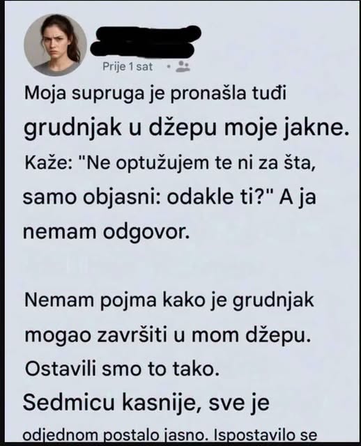Moja supruga je pronašla tuđi grudnjak u džepu moje jakne.. Kaže: Ne optužujem te ali…. - featured image